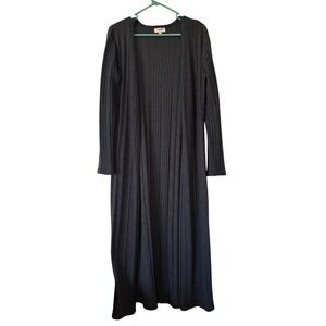 Umgee Dark Gray Long Sleeve Slitted Duster Cardigan